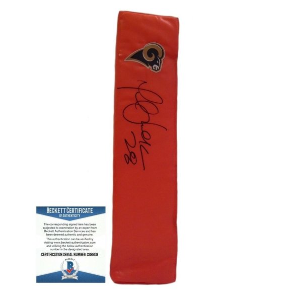 Marshall Faulk Rams Signed End Zone Football Pylon Proof Beckett BAS Autographed - Picture 1 of 8